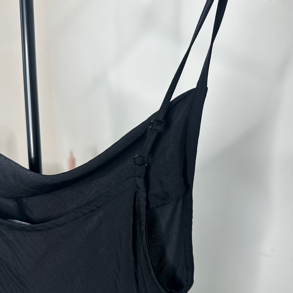 Express Elegant Black Slip Dress Ruched Tie Sides MEDIUM - Picture 5 of 6